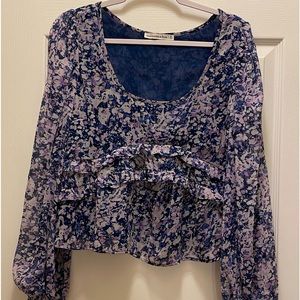 Abercrombie & Fitch Puff Sleeve Ruffle Blouse